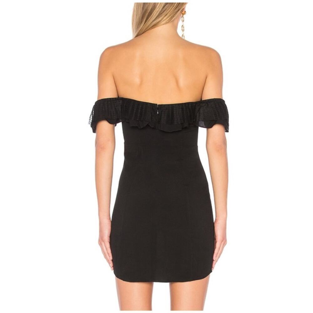 For Love & Lemons Off Shoulder Ruffle Mini Dress Black Cocktail Party Women S - Picture 10 of 10